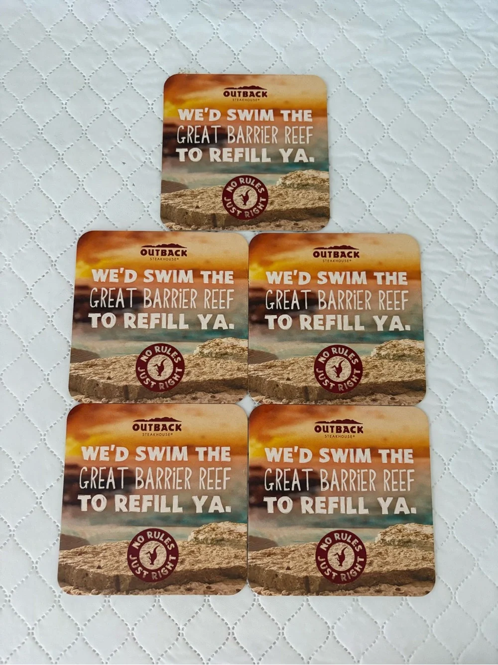 Outback Steakhouse Double Sided Coasters Set of 5